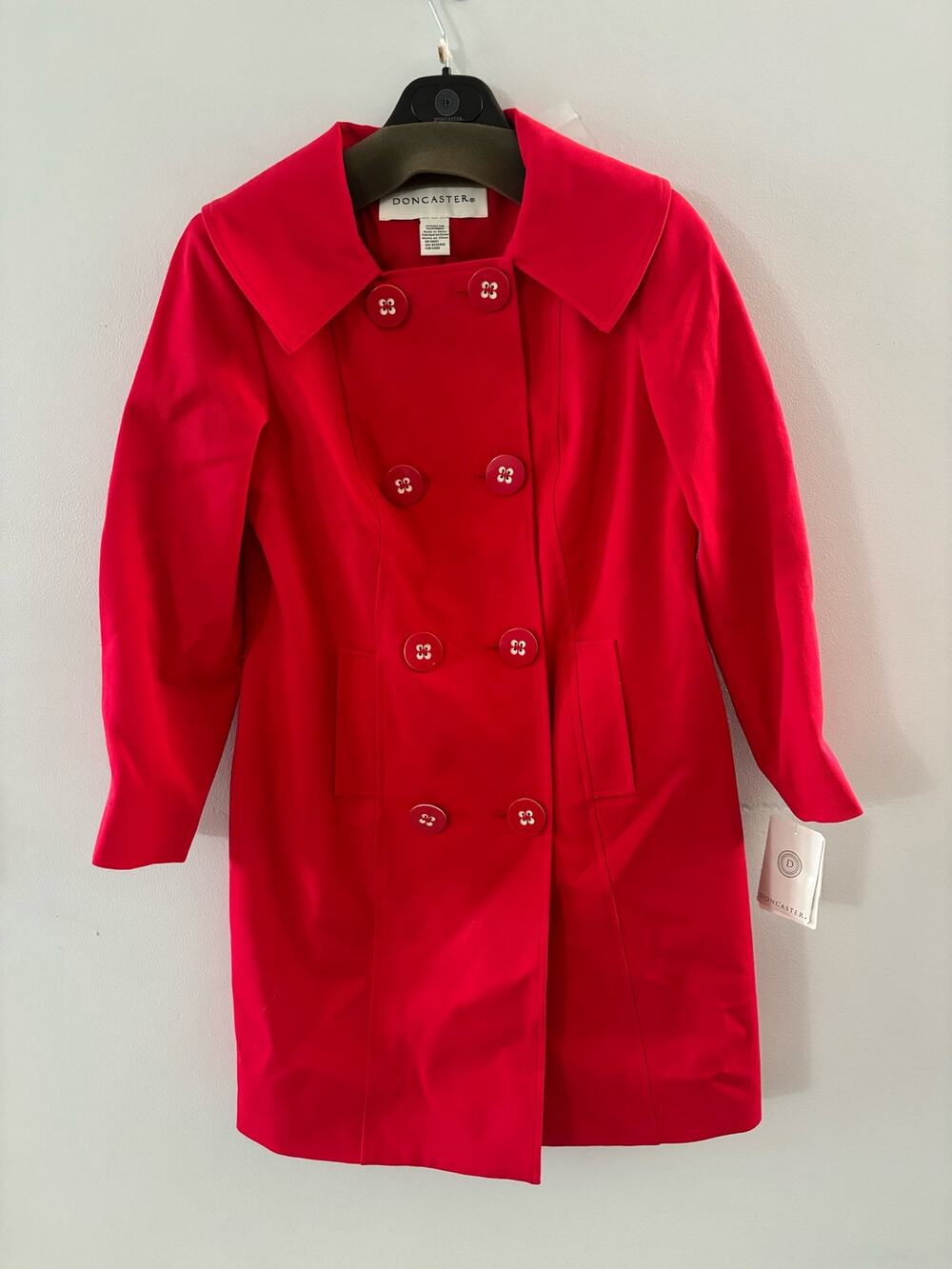 Doncaster Jacket Women's 6 Red Trench Coat NWT Double Breasted Cotton Belted